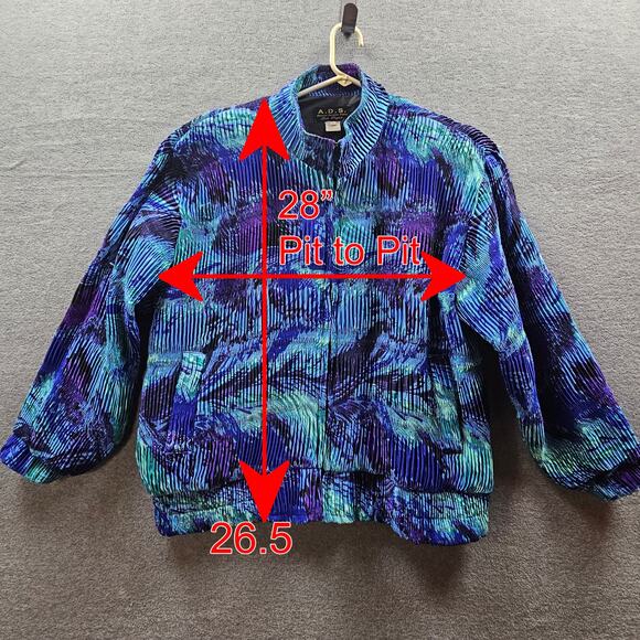 American Designer Style Las Vegas BOMBER Jacket Size L Full Ziip Oversized 80s - Picture 6 of 6